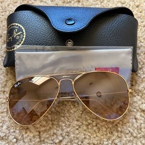 Ray-Ban Gold Frame Sunglasses with Brown Lenses
